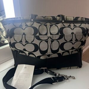 Diaper bag Coach Black and Cream Signature Tote